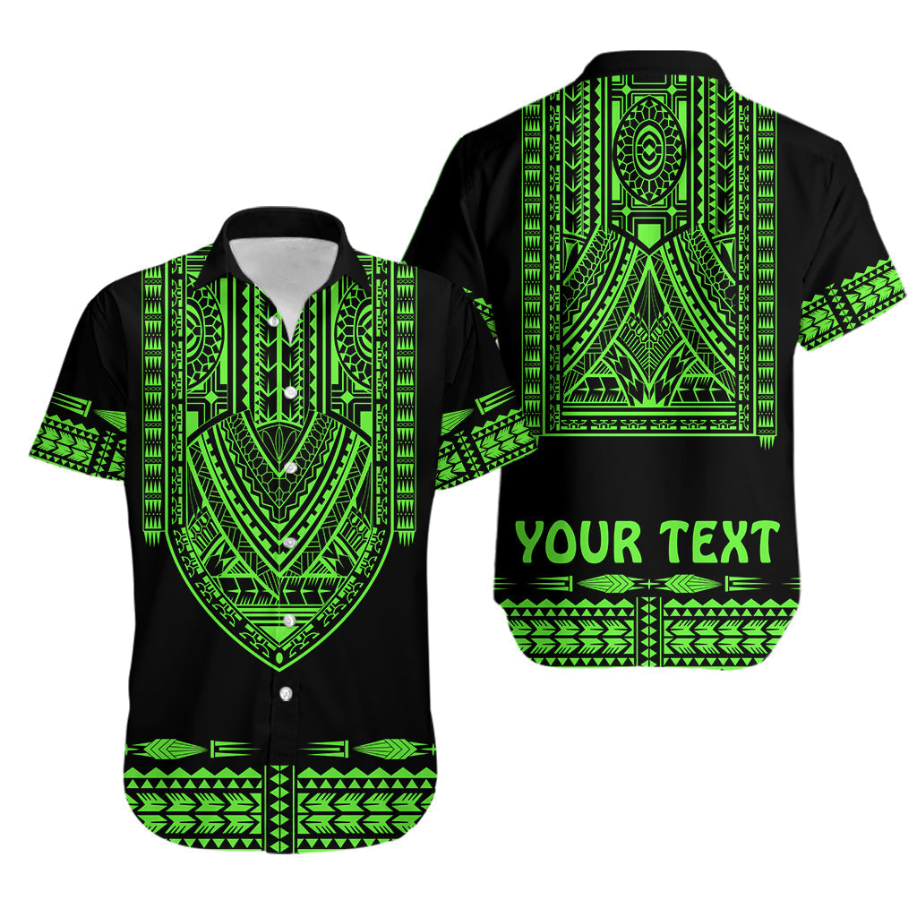 Custom Personalised Polynesian Hawaiian Shirt Dashiki With Polynesian Tattoo Royal Green Version
