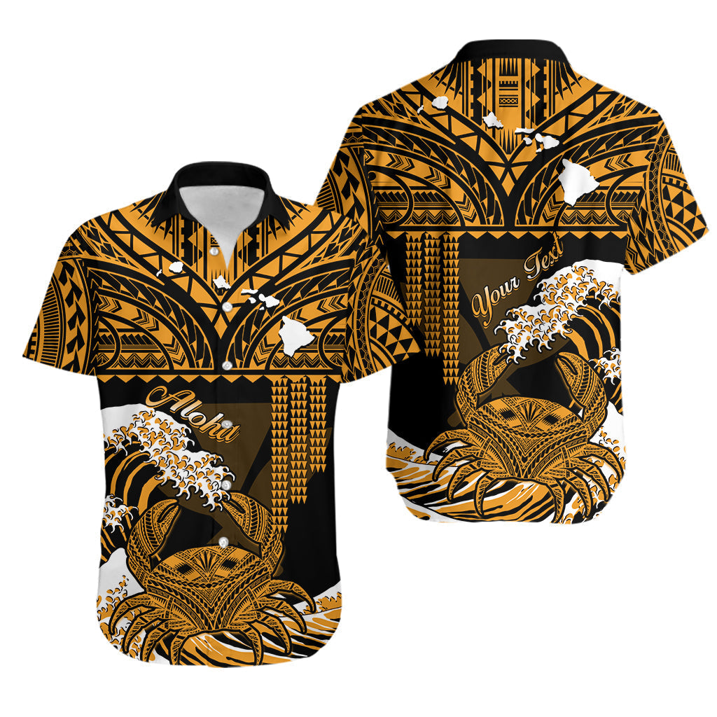 Custom Personalised Hawaii Hawaiian Shirt Kakau Polynesian Crab With Waves Ver.02