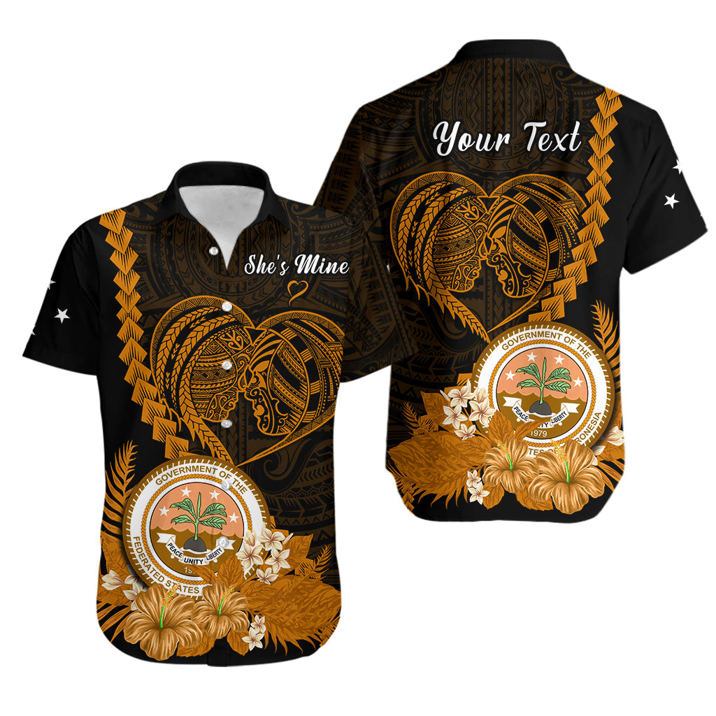 (Custom Personalised) FSM Valentine Couple Matching Outfit For Couple Combo Dress And Hawaiian Shirt Heart Love Tropical Flowers Gold