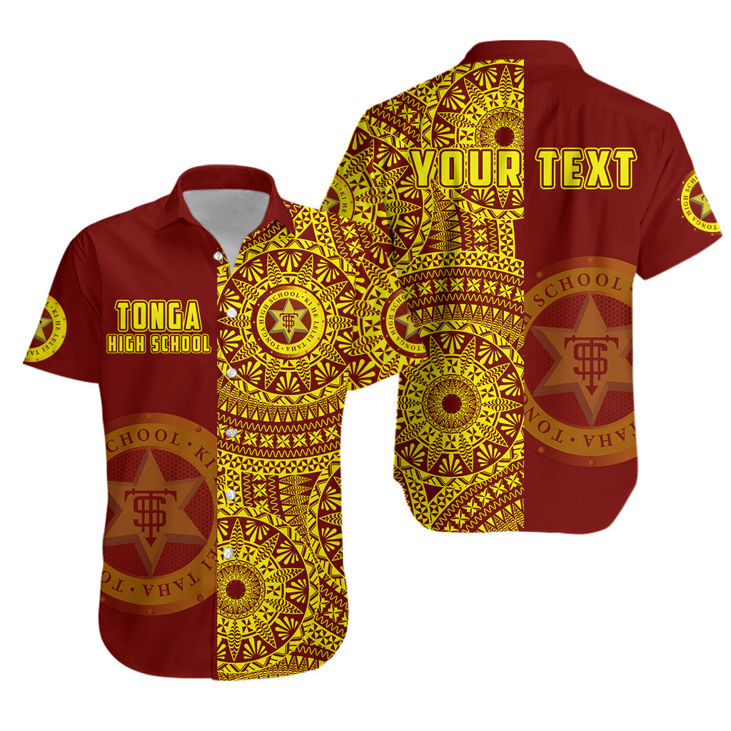 Custom Personalised Tonga High School Hawaiian Shirt Tongan Ngatu Pattern