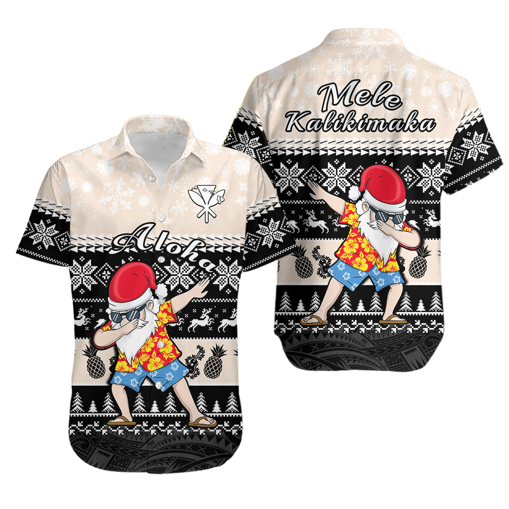 Hawaii Mele Kalikimaka Hawaiian Shirt Dabbing Santa Black Merry Christmas