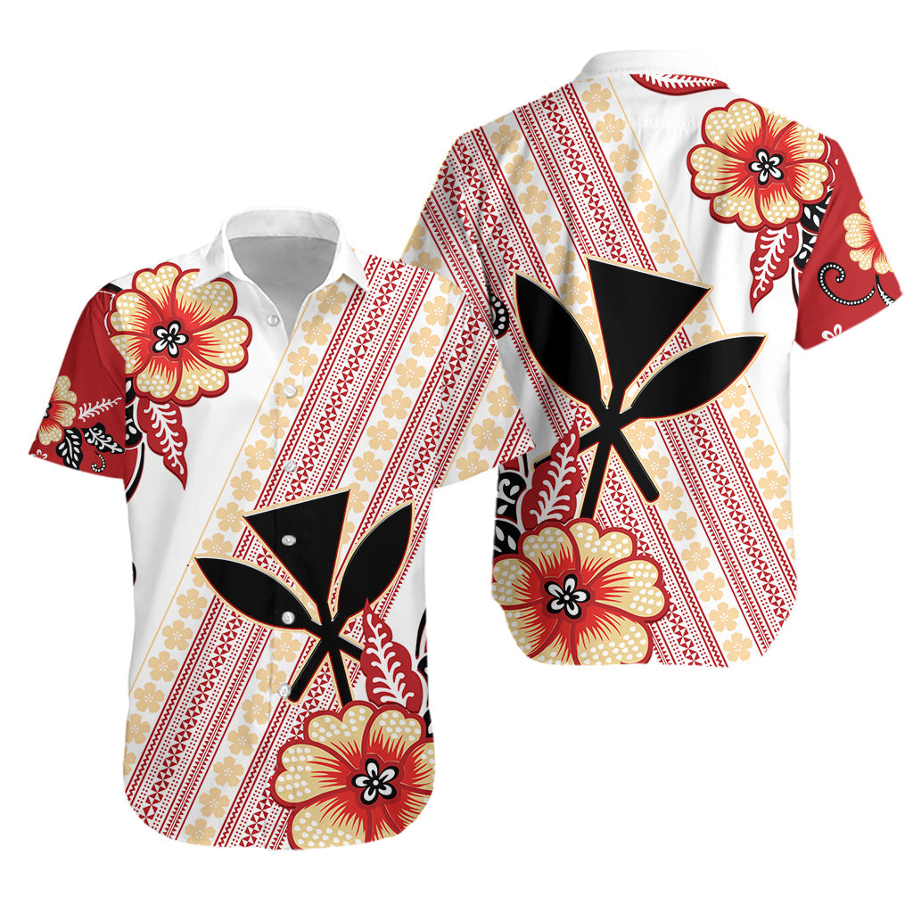 Hawaii Hawaiian Shirt Kakau Tribal Red Batik Floral Ver.02