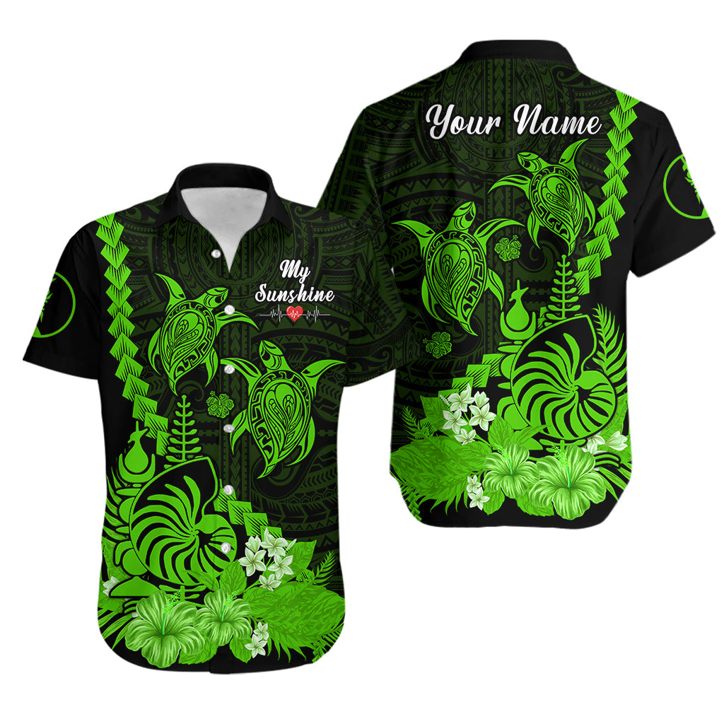 (Custom Personalised) Matching Outfits For Couples New Caledonia Valentine Couple Dress And Hawaiian Shirt My Sunshine Polynesia Turtle Green