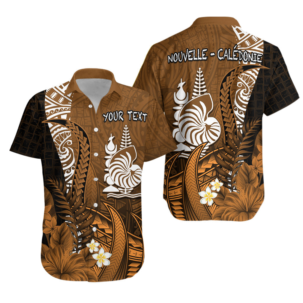 Custom Personalised New Caledonia Hawaiian Shirt Nautilus Gold Polynesian Hibiscus