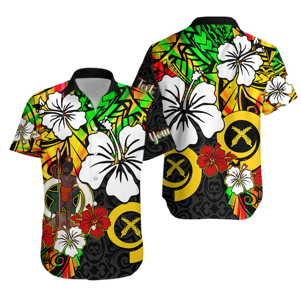 Custom Personalised Vanuatu Hawaiian Shirt Polynesia Tie Dye Hibiscus Flowers