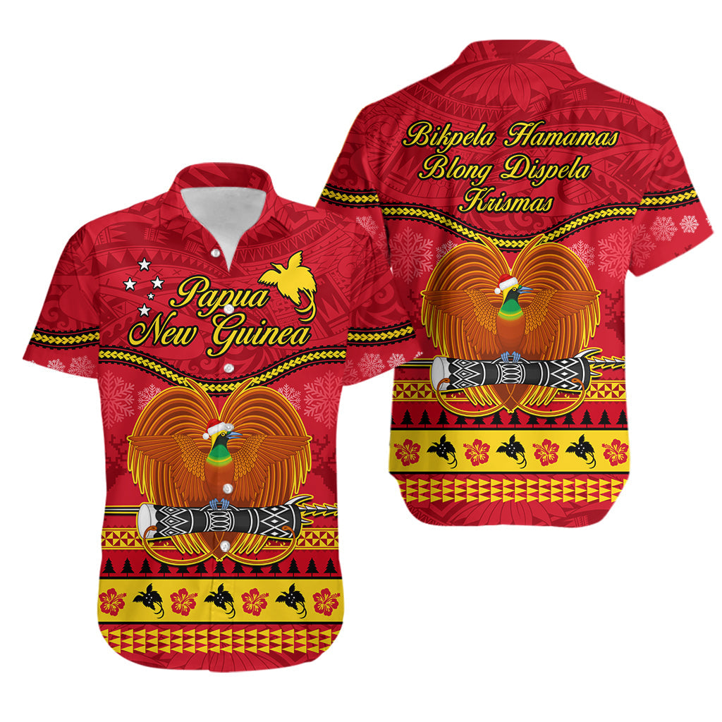 Papua New Guinea Christmas Hawaiian Shirt Bird Of Paradise Bikpela Hamamas Blong Dispela Krismas