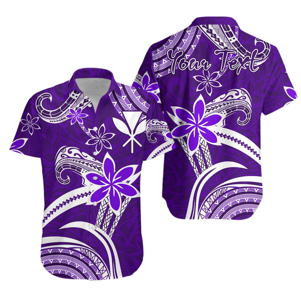 Custom Personalised Hawaii Flowers Wave Hawaiian Shirt Kanaka Maoli Purple Polynesian