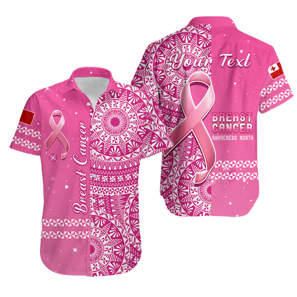 Custom Personalised Tonga Breast Cancer Hawaiian Shirt Tongan Ngatu Pattern No One Fights Alone
