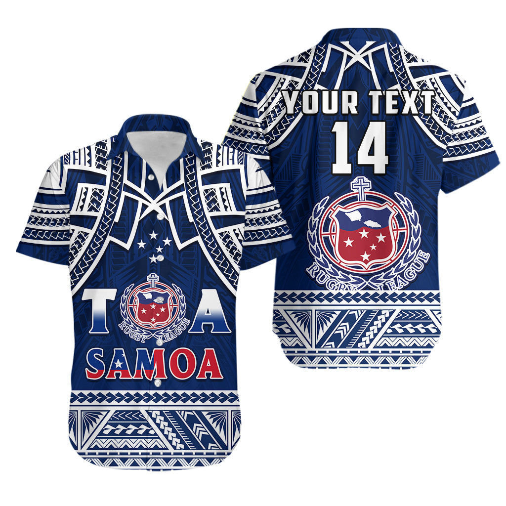 Custom Personalise Text and Number Samoa Rugby Hawaiian Shirt Toa Samoa Pacific Sporty