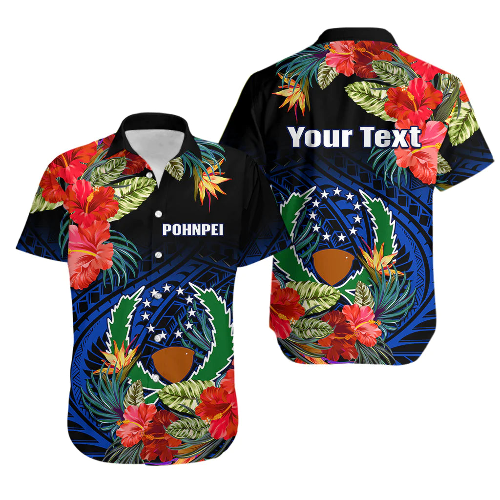 Custom Personalised Pohnpei State Hawaiian Shirt FSM Hibiscus Flowers Mix Polynesian