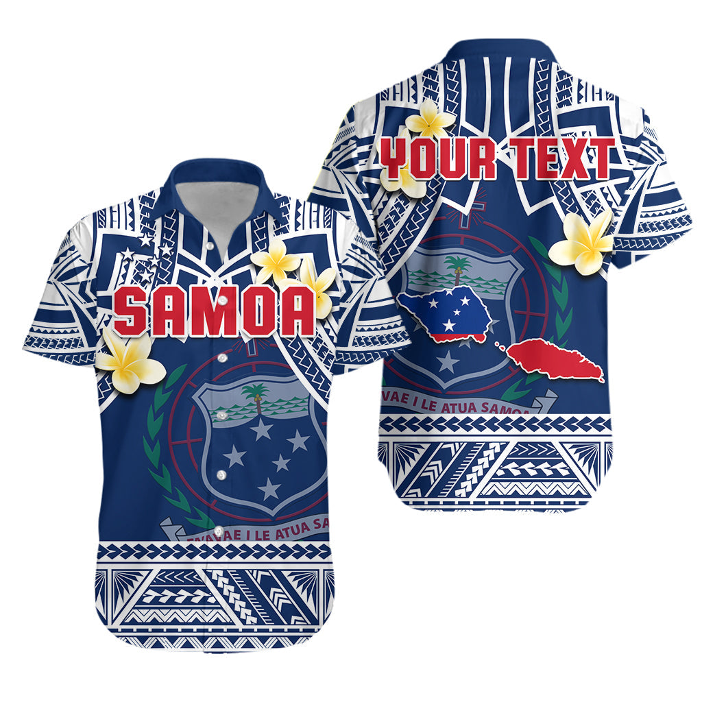 Custom Personalised Samoa Hawaiian Shirt Samoan Plumeria Flowers Mix Polynesian Pattern