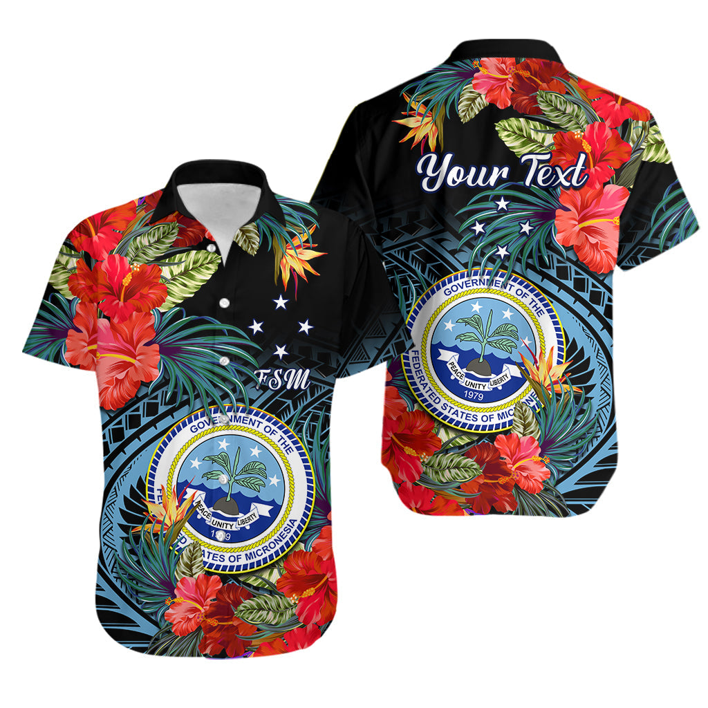 Custom Personalised Federated States of Micronesia Hawaiian Shirt Hibiscus Flowers FSM Seal Polynesian