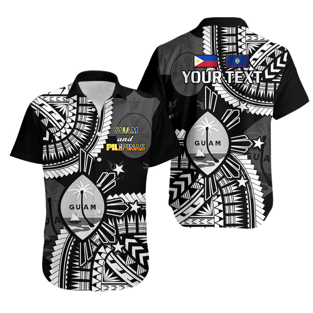 Custom Personalised Guam and Philippines Hawaiian Shirt Guaman Filipinas Together Black