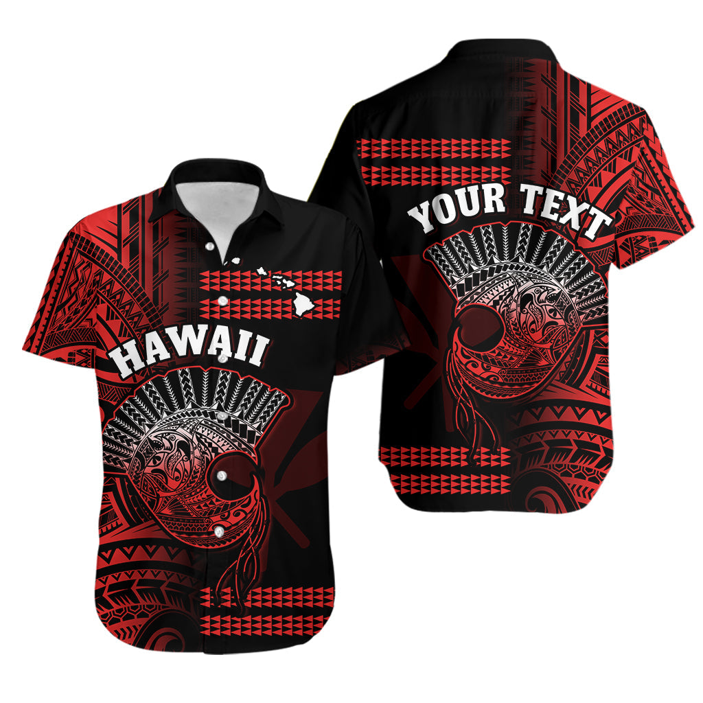 Custom Personalised Hawaii Hawaiian Shirt Kakau Warrior Helmet Gradient Red Polynesian