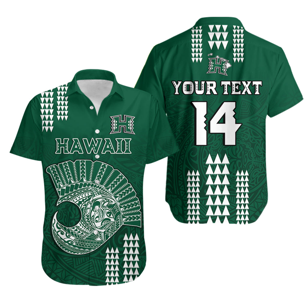 Custom Text And Number Hawaii Football Hawaiian Shirt Kakau Rainbow Warriors Helmet
