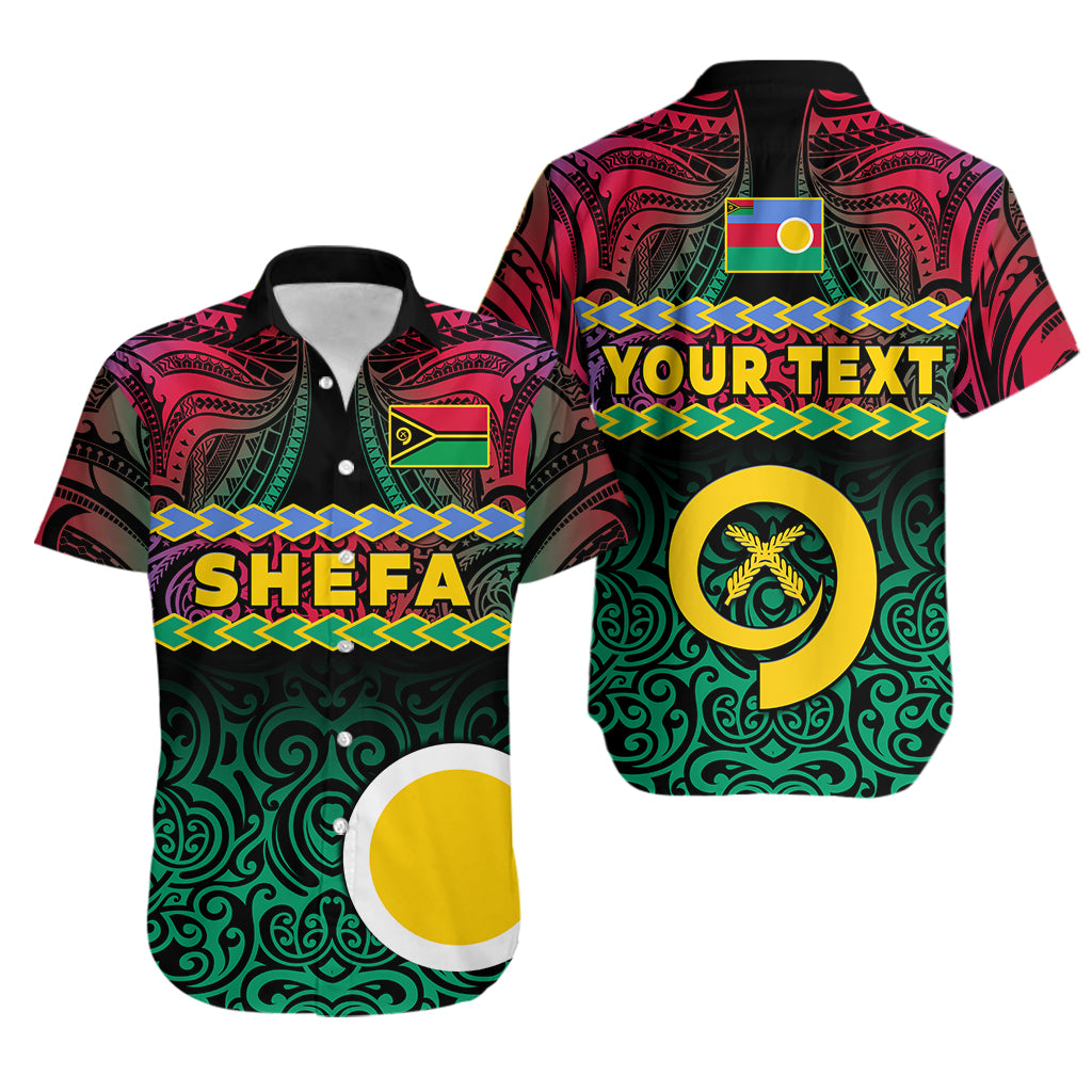 Custom Personalised Shefa Province Hawaiian Shirt Vanuatu Pig Tusk Polynesian Flag Style