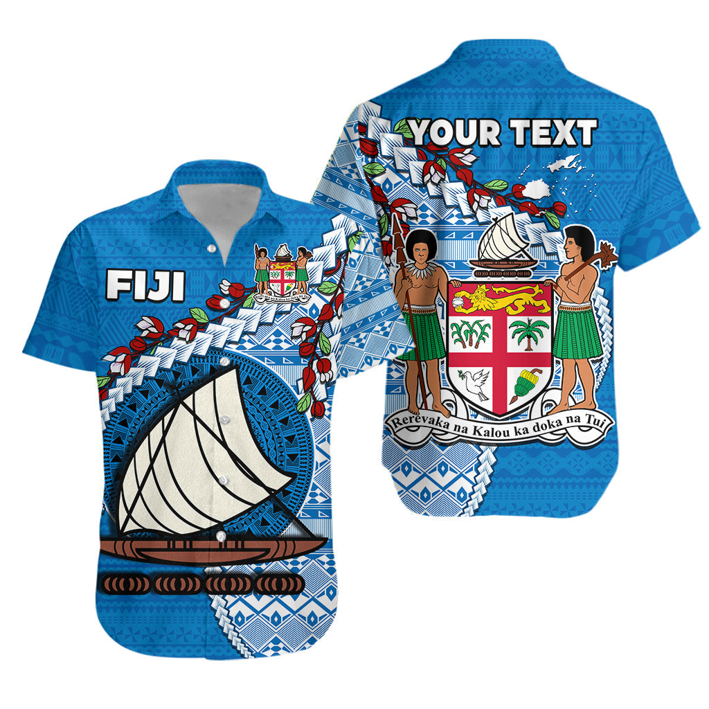 Custom Personalised Fiji Hawaiian Shirt Fijian Drua Mix Tagimaucia Flower Blue Style