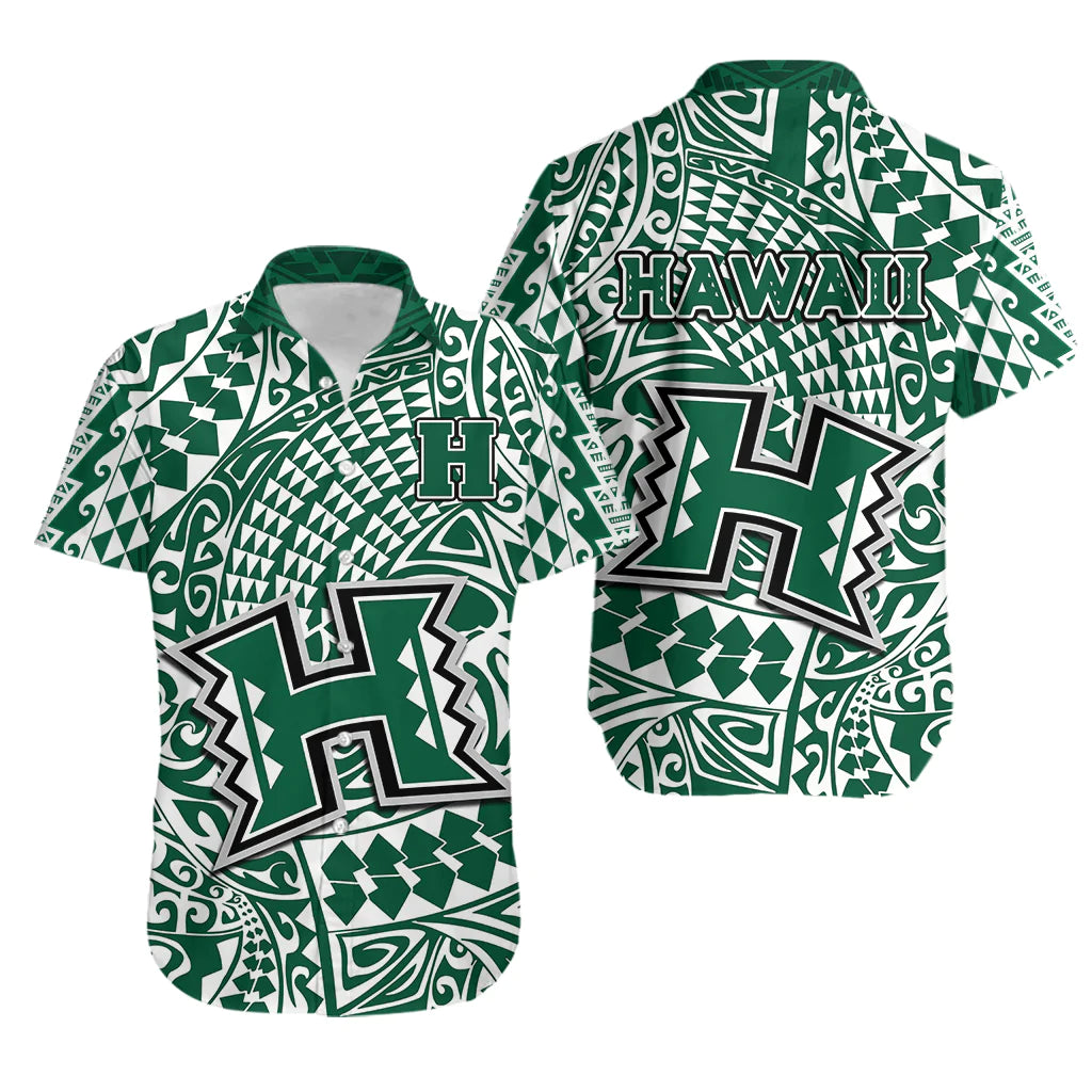 Hawaii Football Hawaiian Shirt Rainbow Warriors Tribal Kakau