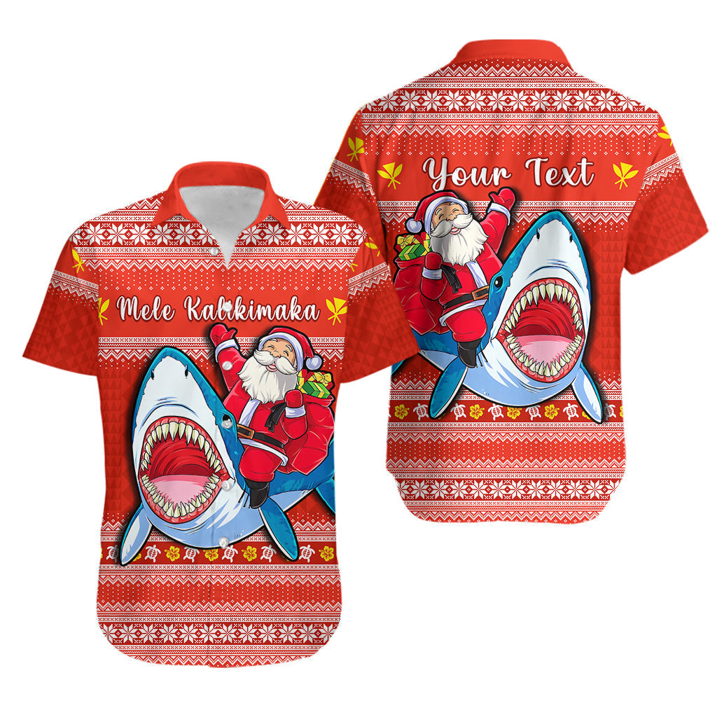 Custom Personalised Hawaii Christmas Hawaiian Shirt Santa Shark Mele Kalikimaka Tribal