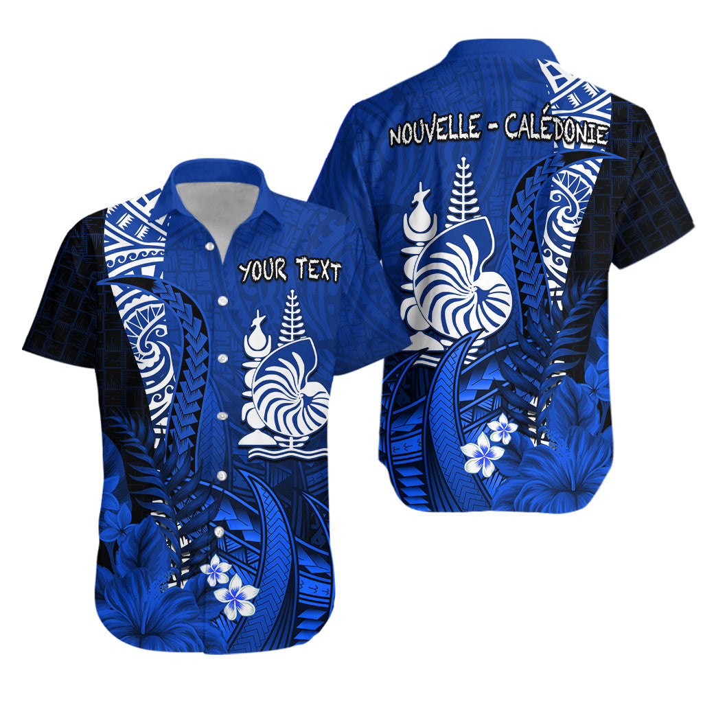 Custom Personalised New Caledonia Hawaiian Shirt Nautilus Blue Polynesian Hibiscus