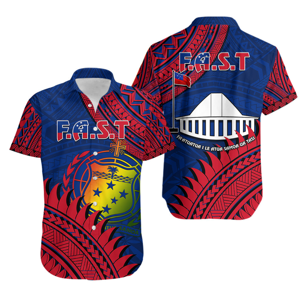 F.A.S.T Samoa Hawaiian Shirt Samoan Coat Of Arms Polynesian Pattern