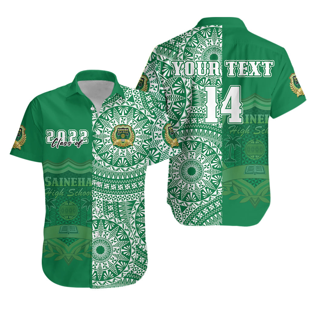 Custom Text And Number Tonga Saineha High School Hawaiian Shirt Class Of Year Tongan Ngatu Pattern