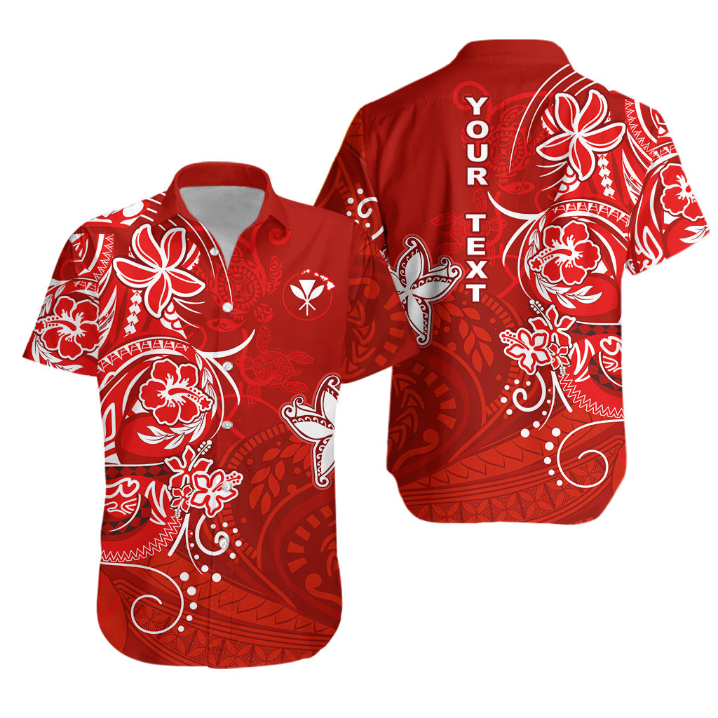 Custom Personalised Hawaii Hawaiian Shirt Polynesia Red Sea Turtle Honu and Map