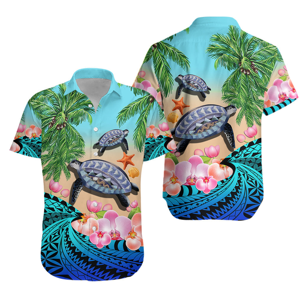 Polynesian Turtle Coconut Tree And Orchids Hawaiian Shirt