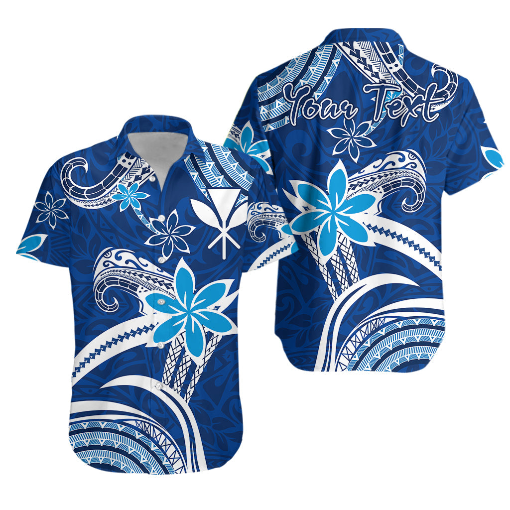 Custom Personalised Hawaii Flowers Wave Hawaiian Shirt Kanaka Maoli Blue Polynesian