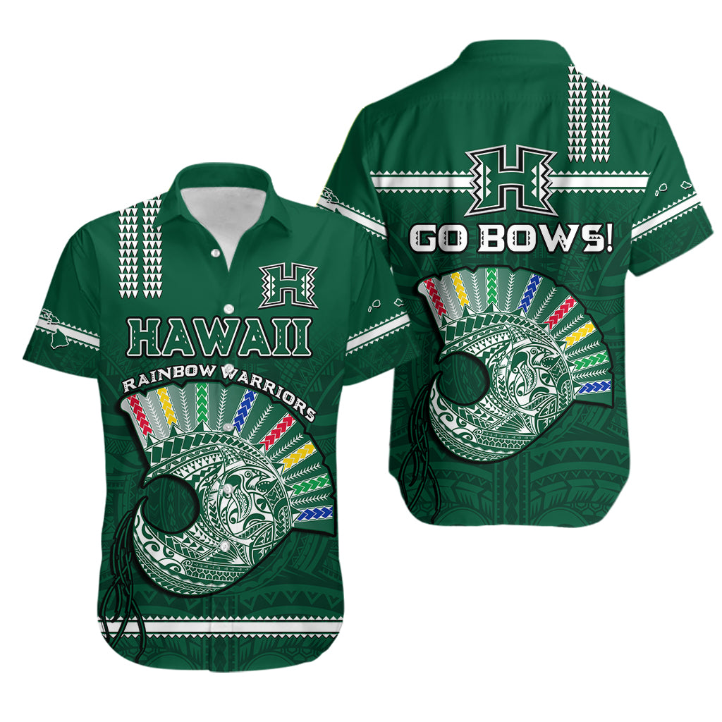 Hawaii Football Hawaiian Shirt Kakau Rainbow Warriors Helmet Go Bows