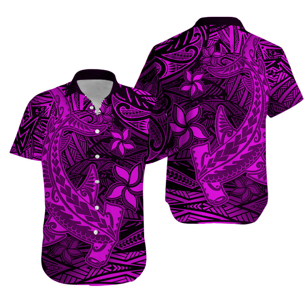 Polynesian Hawaiian Shirt Pink Hawaiian Tribal Hammerhead Shark