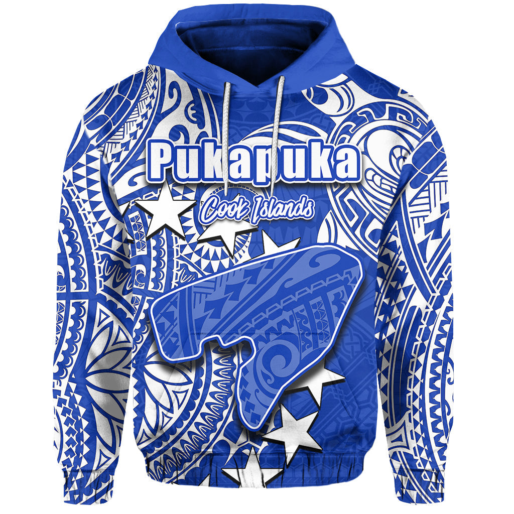 Cook Islands Hoodie Pukapuka Blue Polynesian Pattern Unisex Zip Up Hoodie