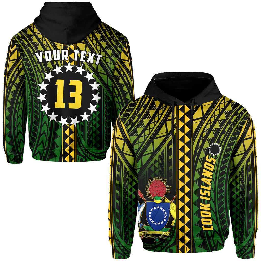 ( Text and Number) Cook Islands Hoodie Polynesian Pattern Stars
