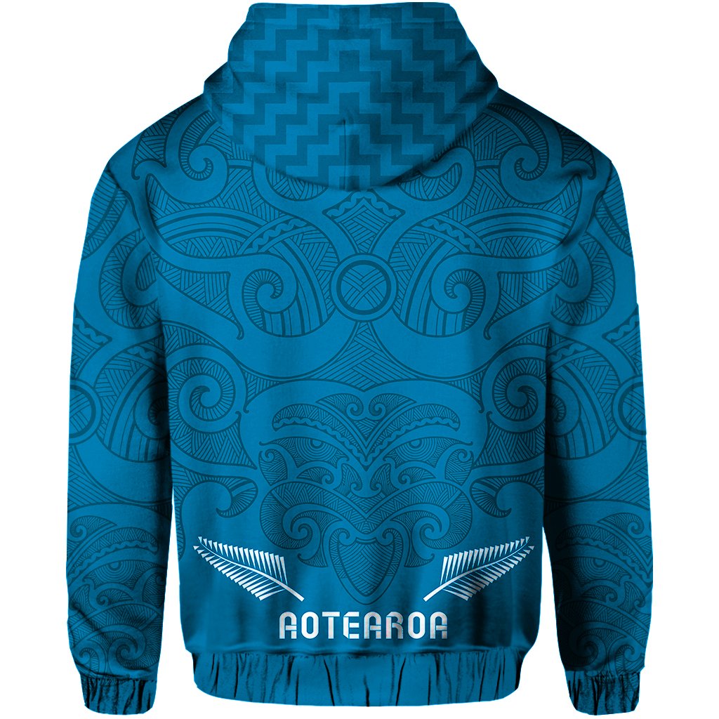 Maori 2021 Zip Hoodie Turquoise Aotearoa Tattoo
