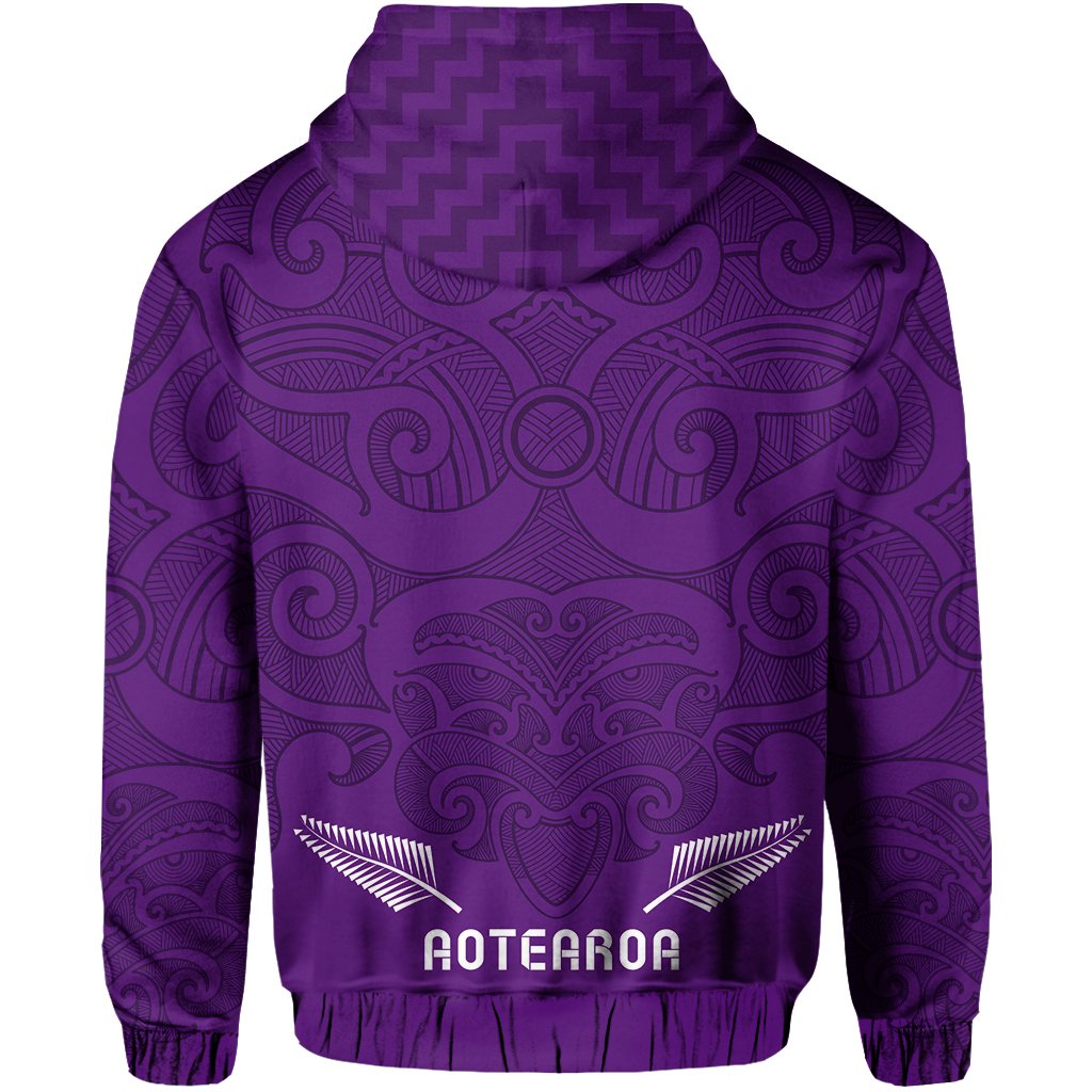 Maori 2021 Zip Hoodie Purple Aotearoa Tattoo