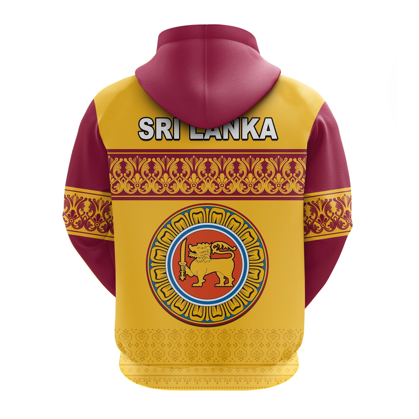Sri Lanka Hoodie Traditional Pattern and Lion Flag