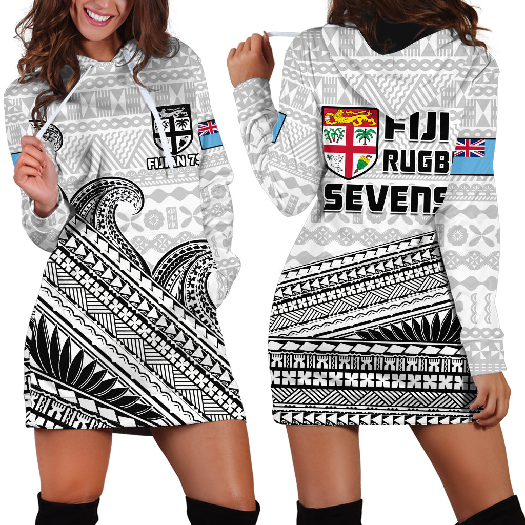Fiji Sevens Rugby Hoodie Dress Fijian 7s Tapa Polynesian Art