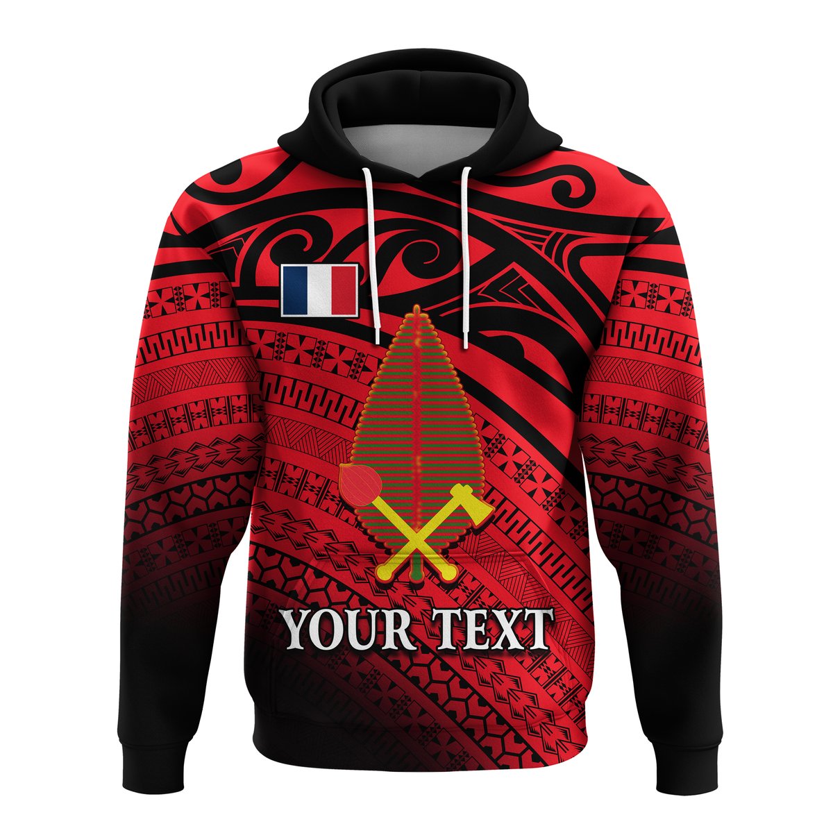 ( Personalised) Alo Chiefdom Wallis et Futuna Hoodie Polynesian Pattern and Flag