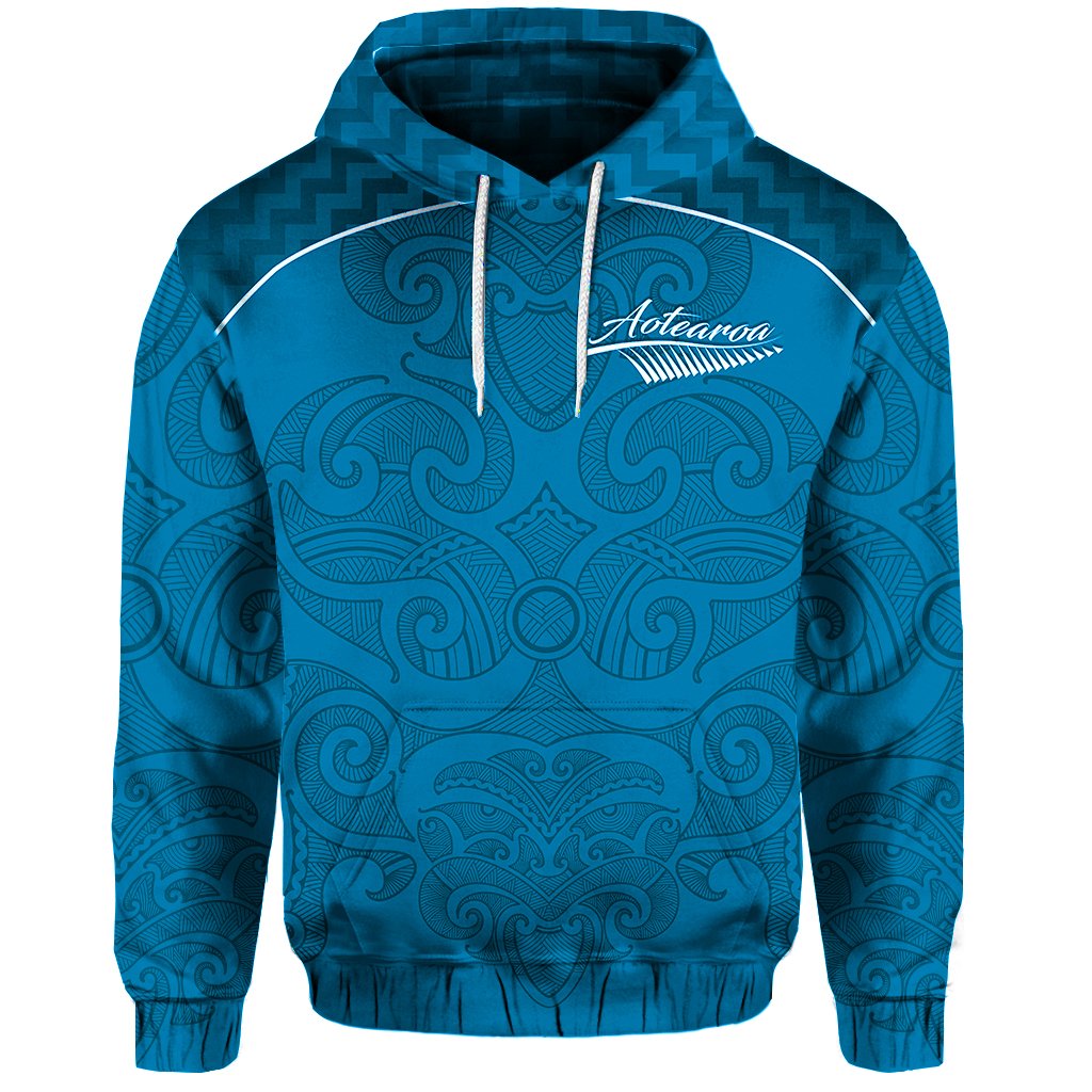 Custom Text Maori 2021 Hoodie Turquoise Aotearoa Tattoo Custom Text and Number