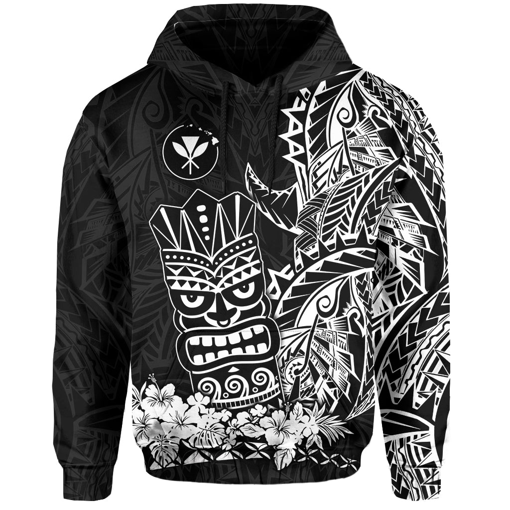 Hawaii Polynesian Hoodie White Tiki Masks Hawaiian