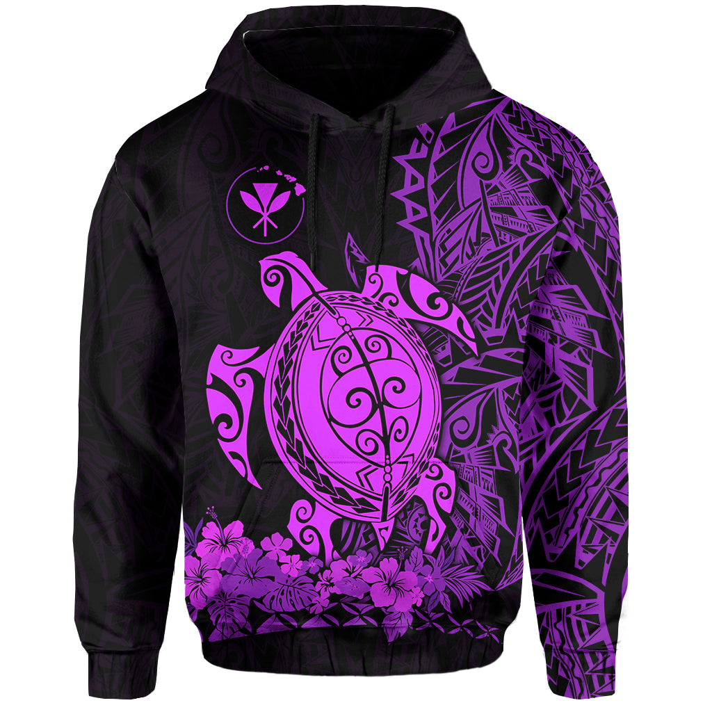 Hawaii Polynesian Hoodie Purple Sea Turtles Hawaiian