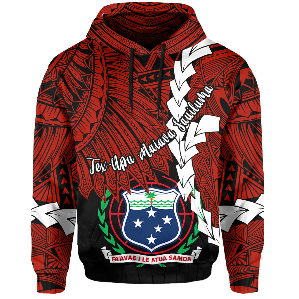 TEX UPU MAIAVA SAUILUMA Samoa Polynesian Hoodie Tribal Wave Tattoo Red Color