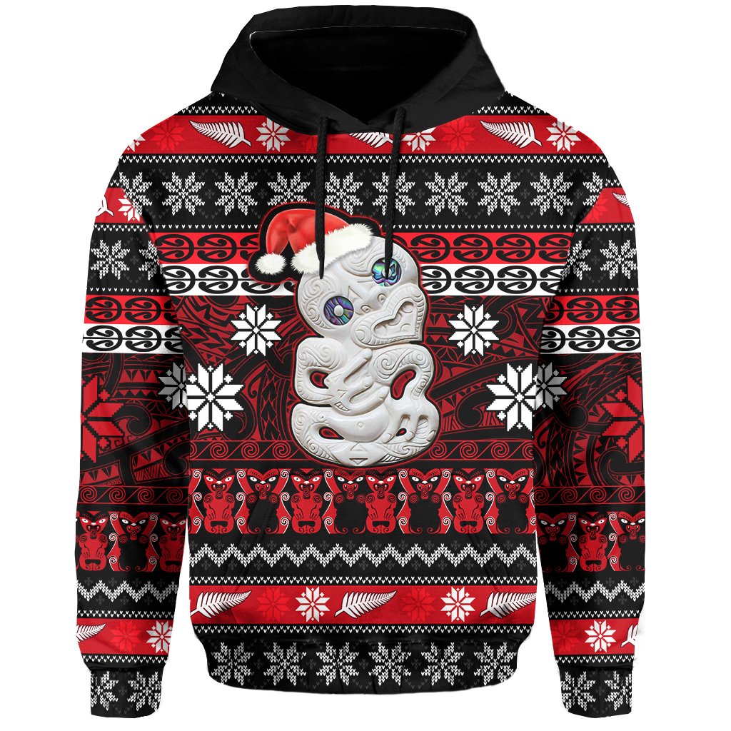 New Zealand Hei Tiki Christmas Hoodie Maori Meri Kirihimete