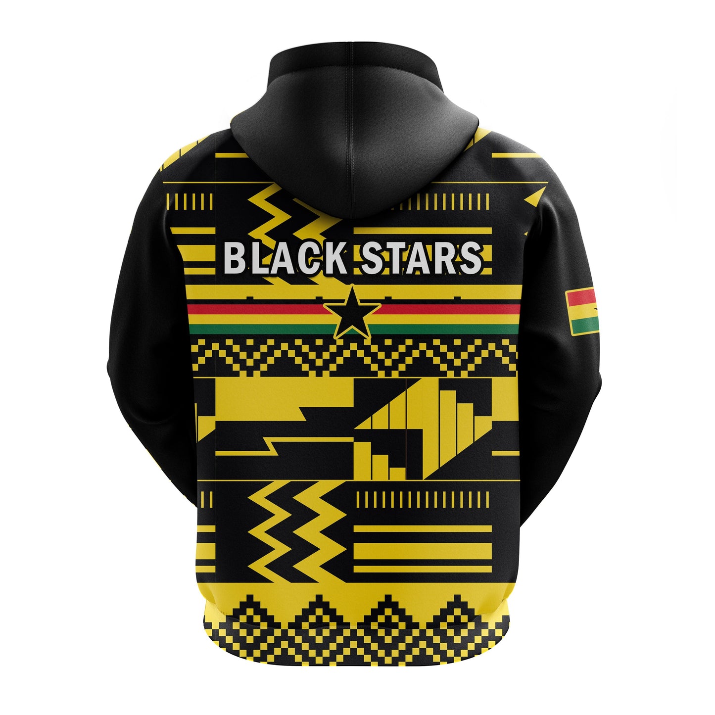 Ghana Football Hoodie Black Stars Kente Football 2022 Yellow