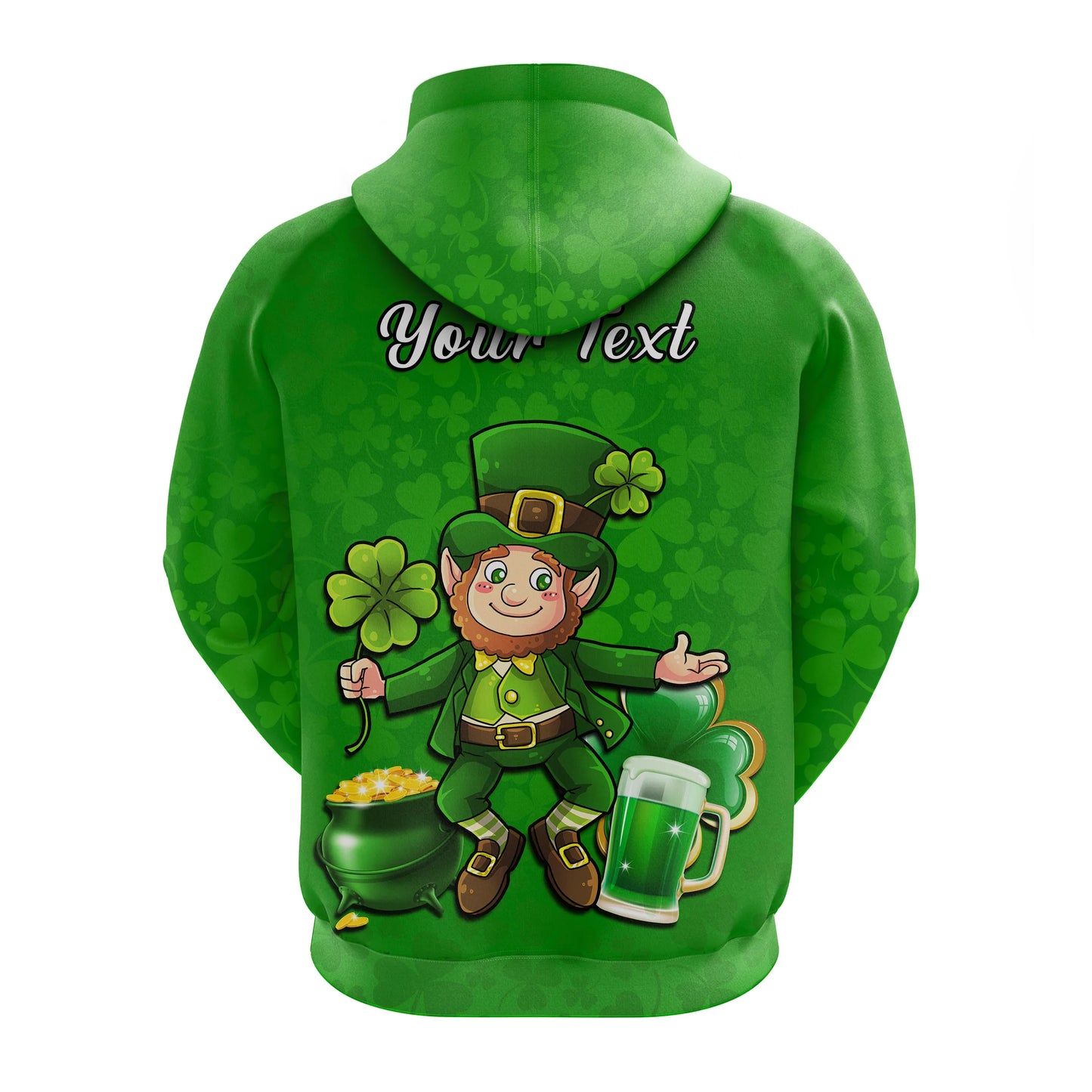 Custom Ireland Hoodie Saint Patricks Day Happy Leprechaun And Shamrock