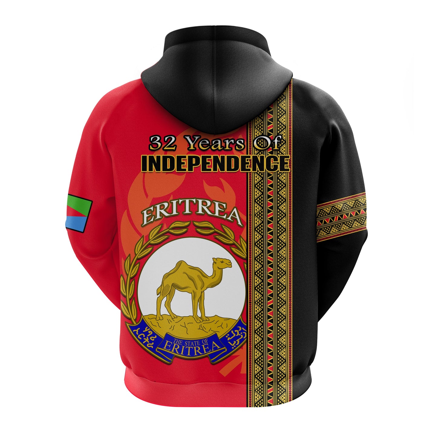 Eritrea Hoodie African Pattern Happy Independence Day Version Black