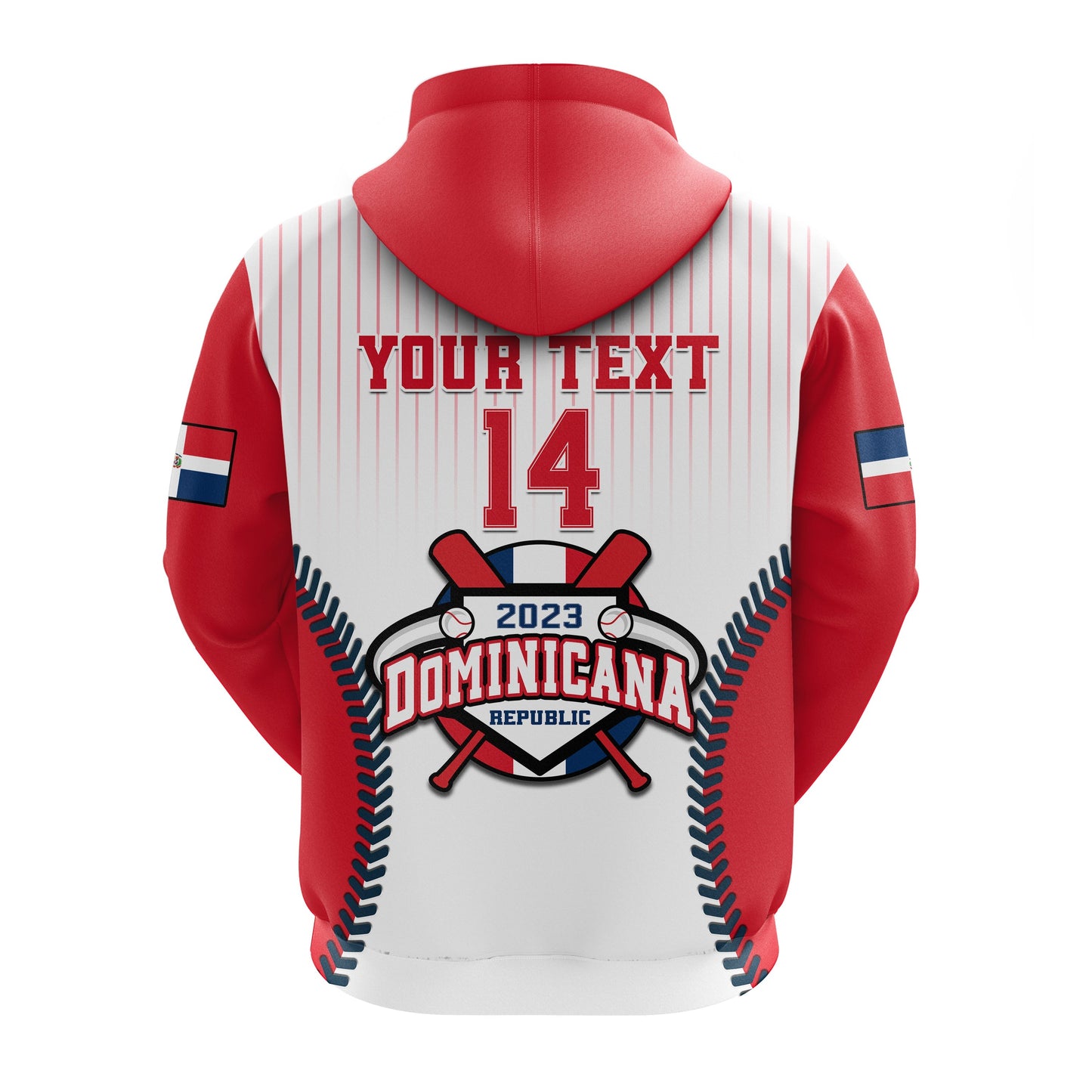 Custom Dominican Republic Baseball 2023 Hoodie Version White