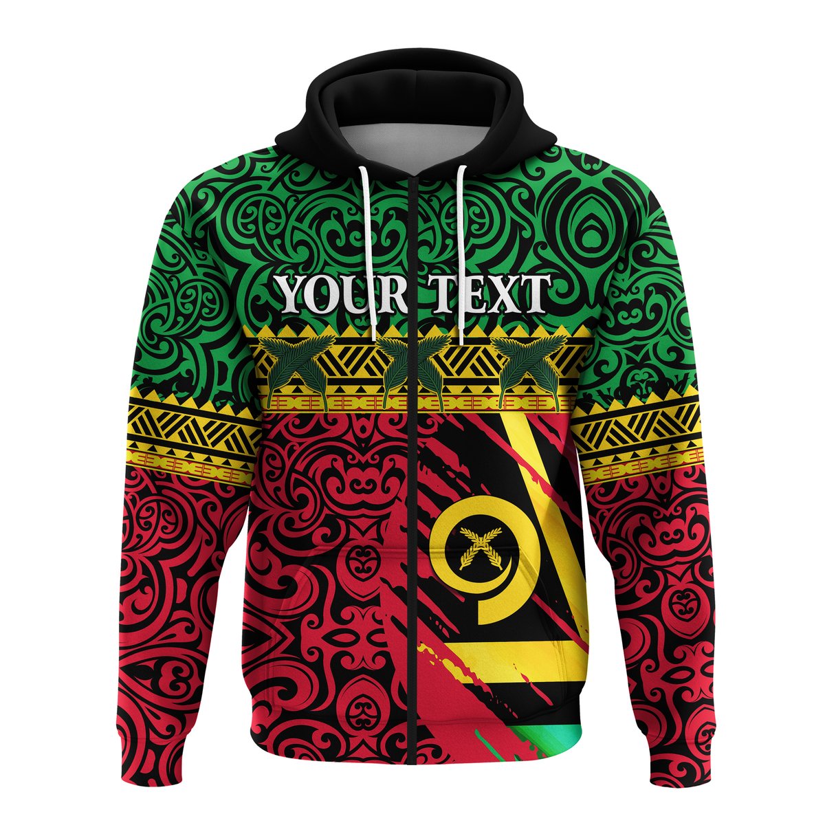 ( Personalised) Vanuatu Dreamy Zip Hoodie Flag and Pattern