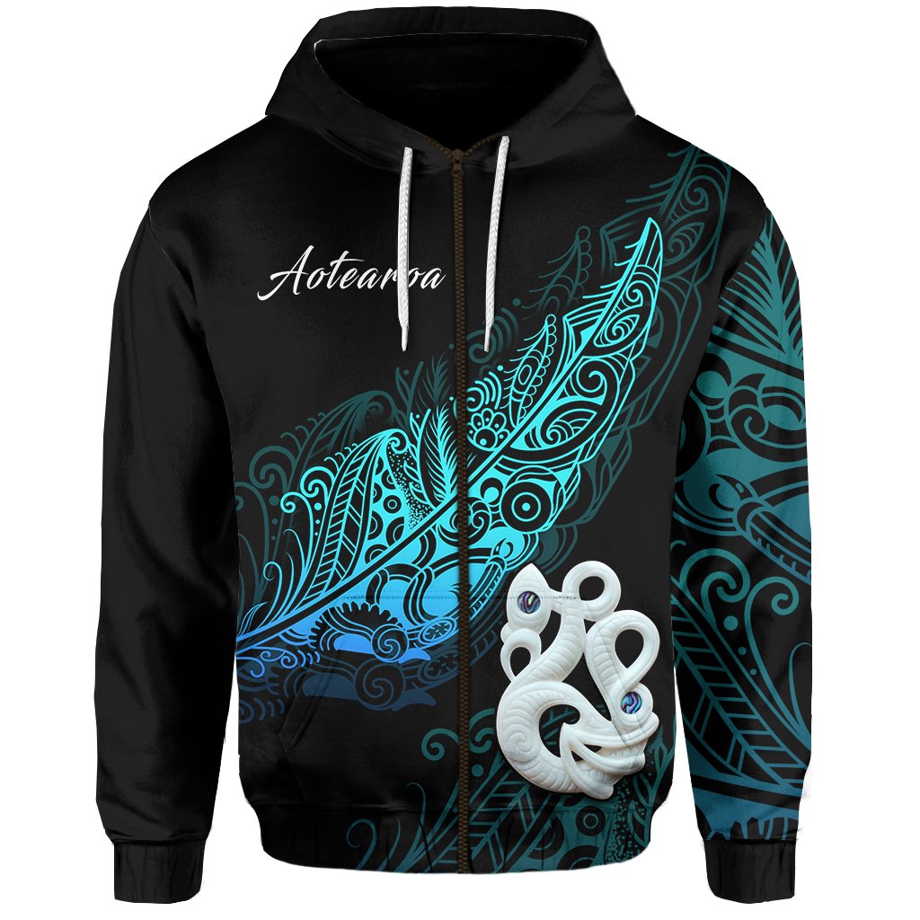Aotearoa Zip Hoodie Fern Mix Manaia Matau