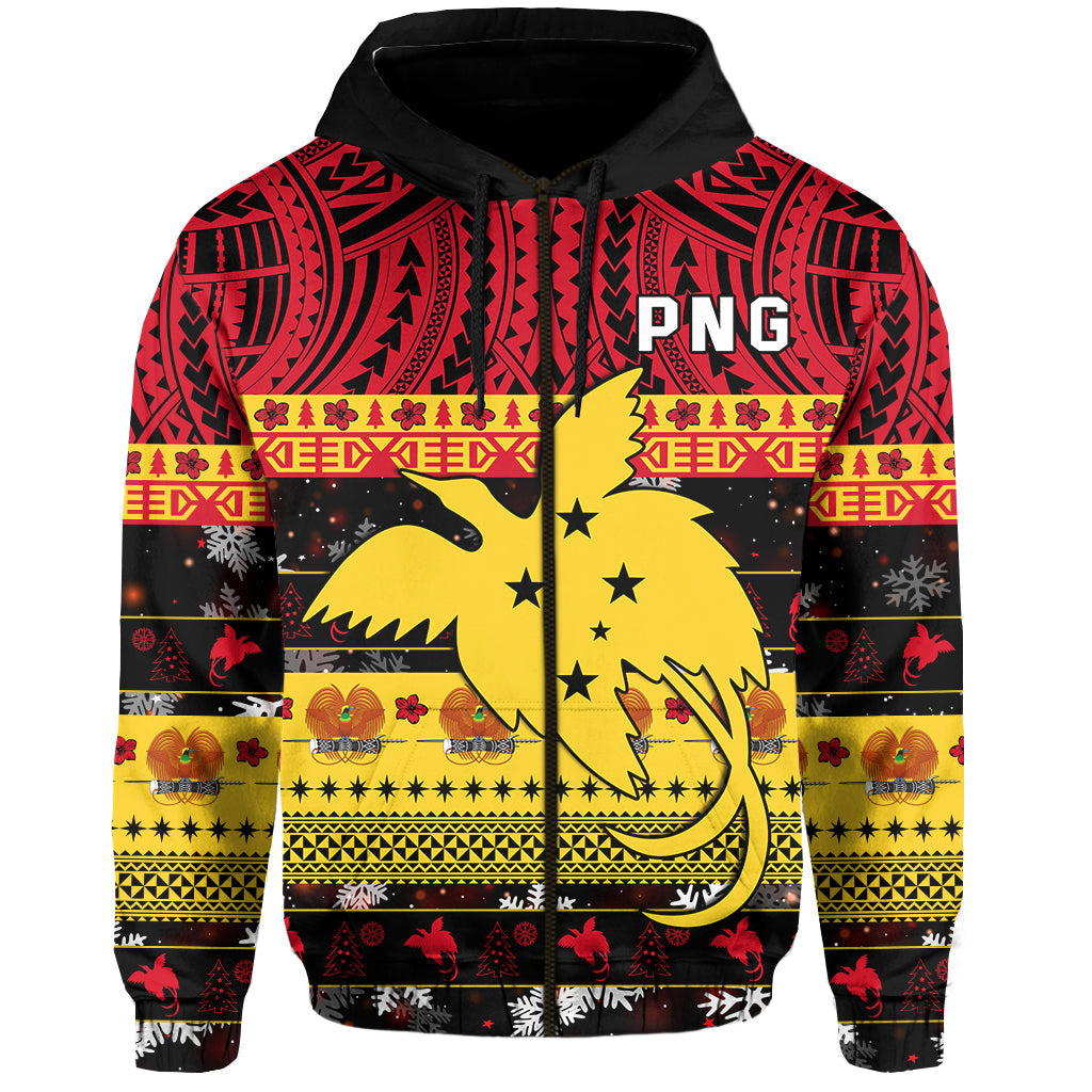 Papua New Guinea Christmas Zip Hoodie Raggiana Loved